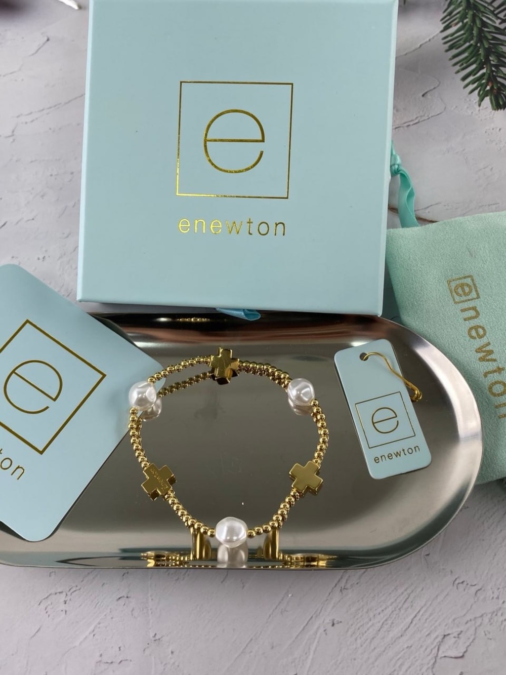 Enewton Gold Pearl Cross Beaded Bracelet - Gold